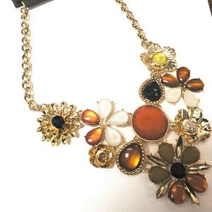 NY & Co Floral & Faux-Stone Statement Necklace